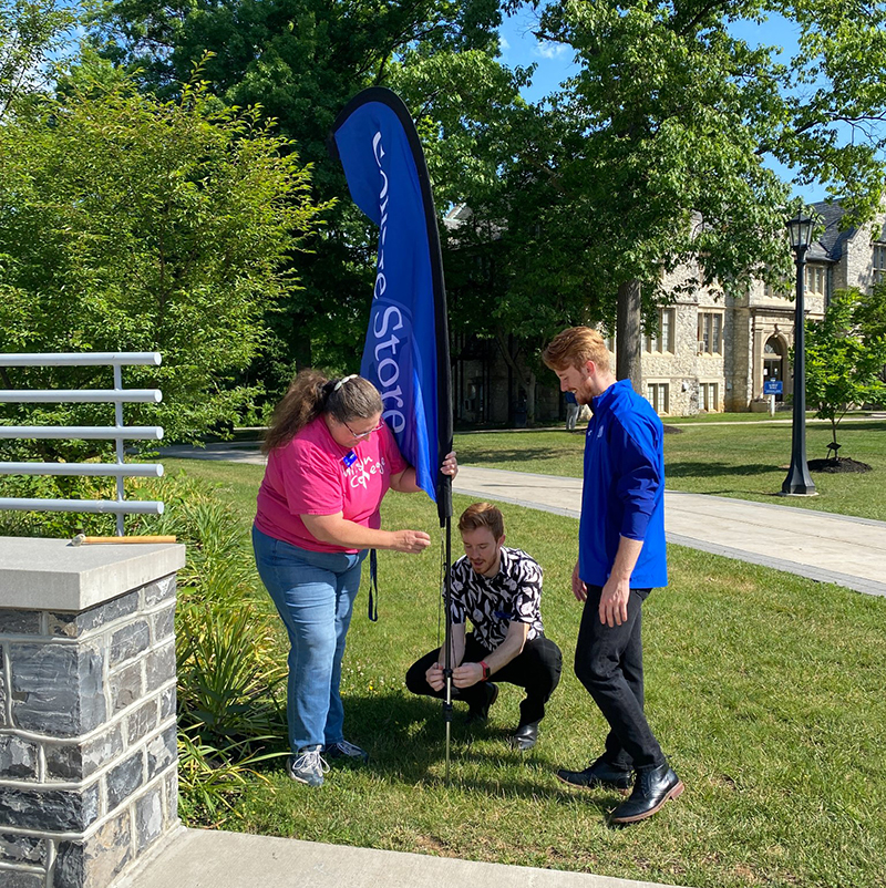 setting up signs