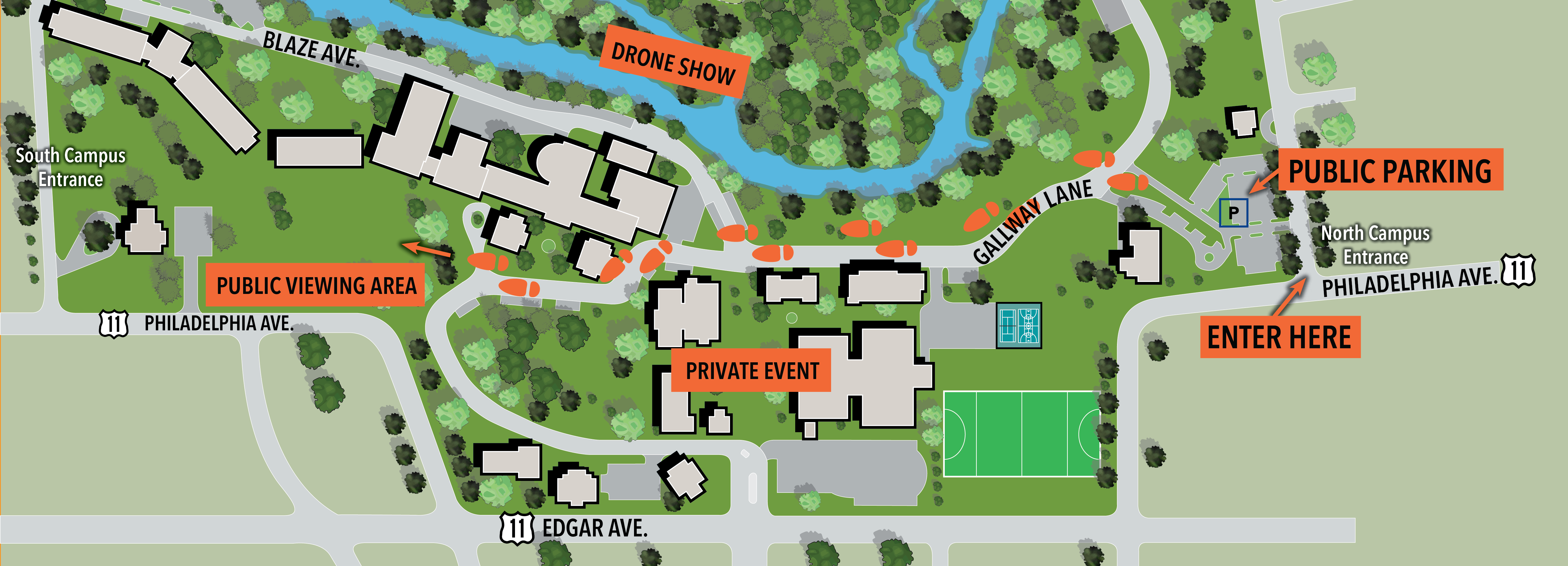 drone show public parking map
