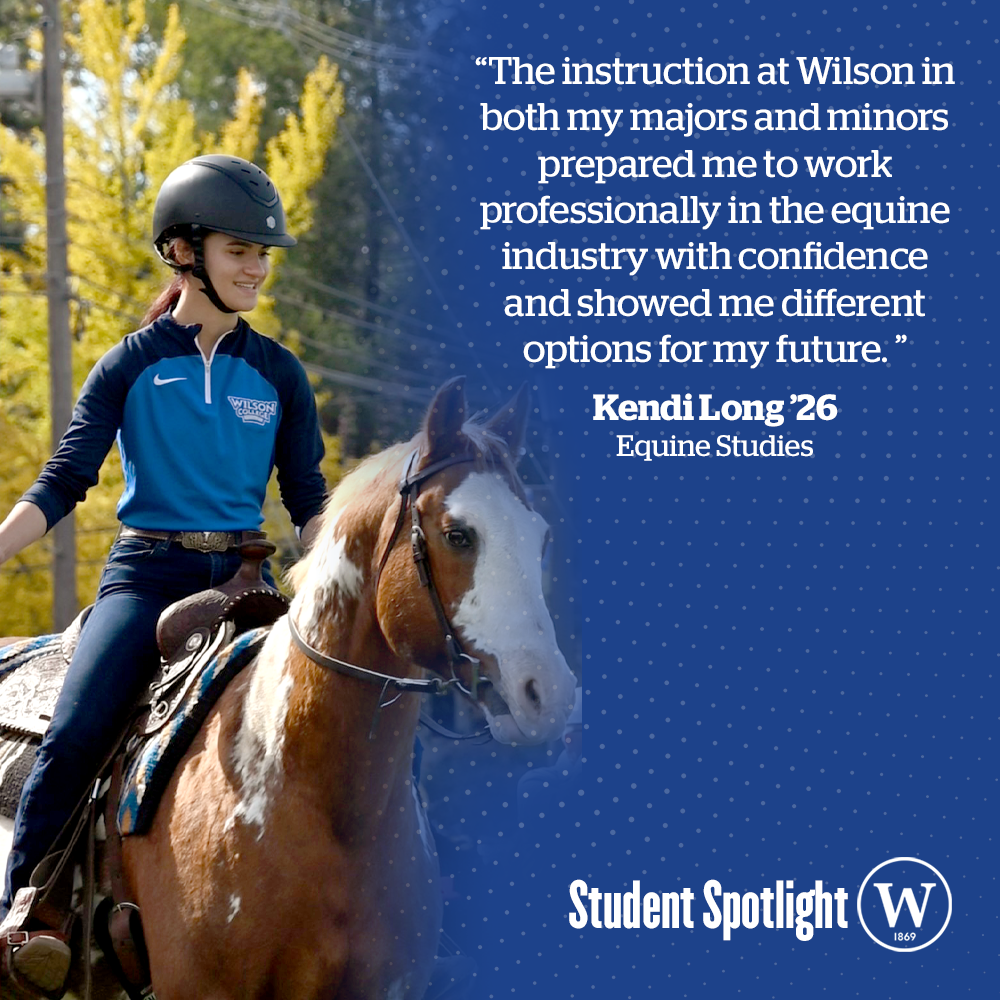 Student on a horse with a quote