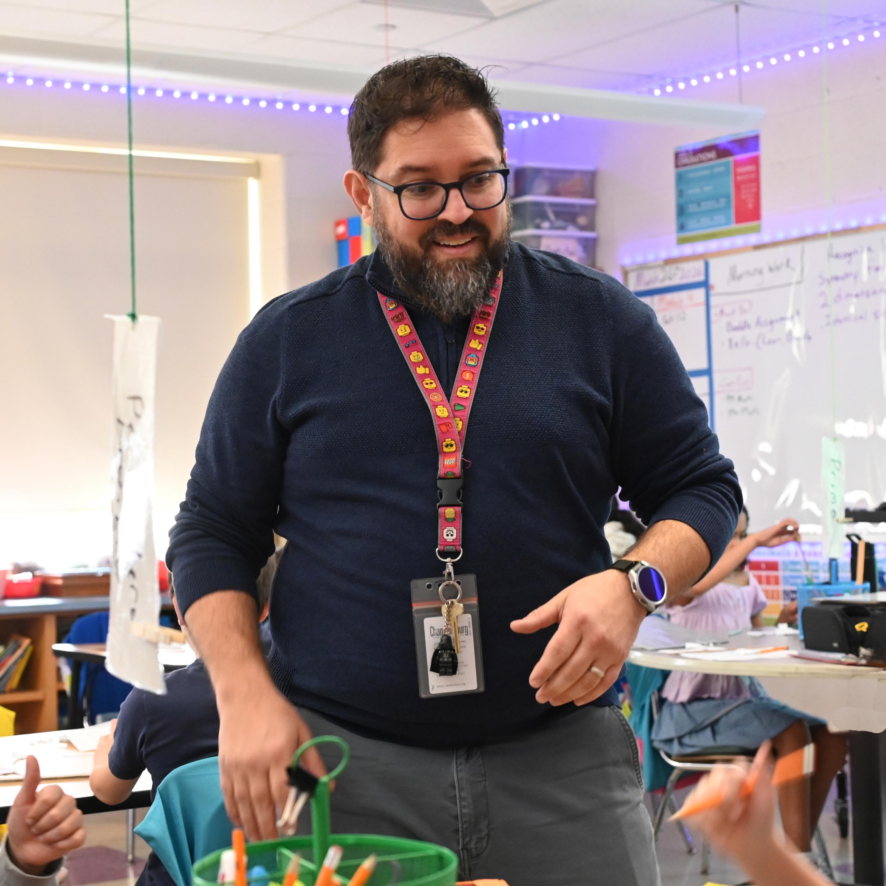 Curtis Shoup in a classroom
