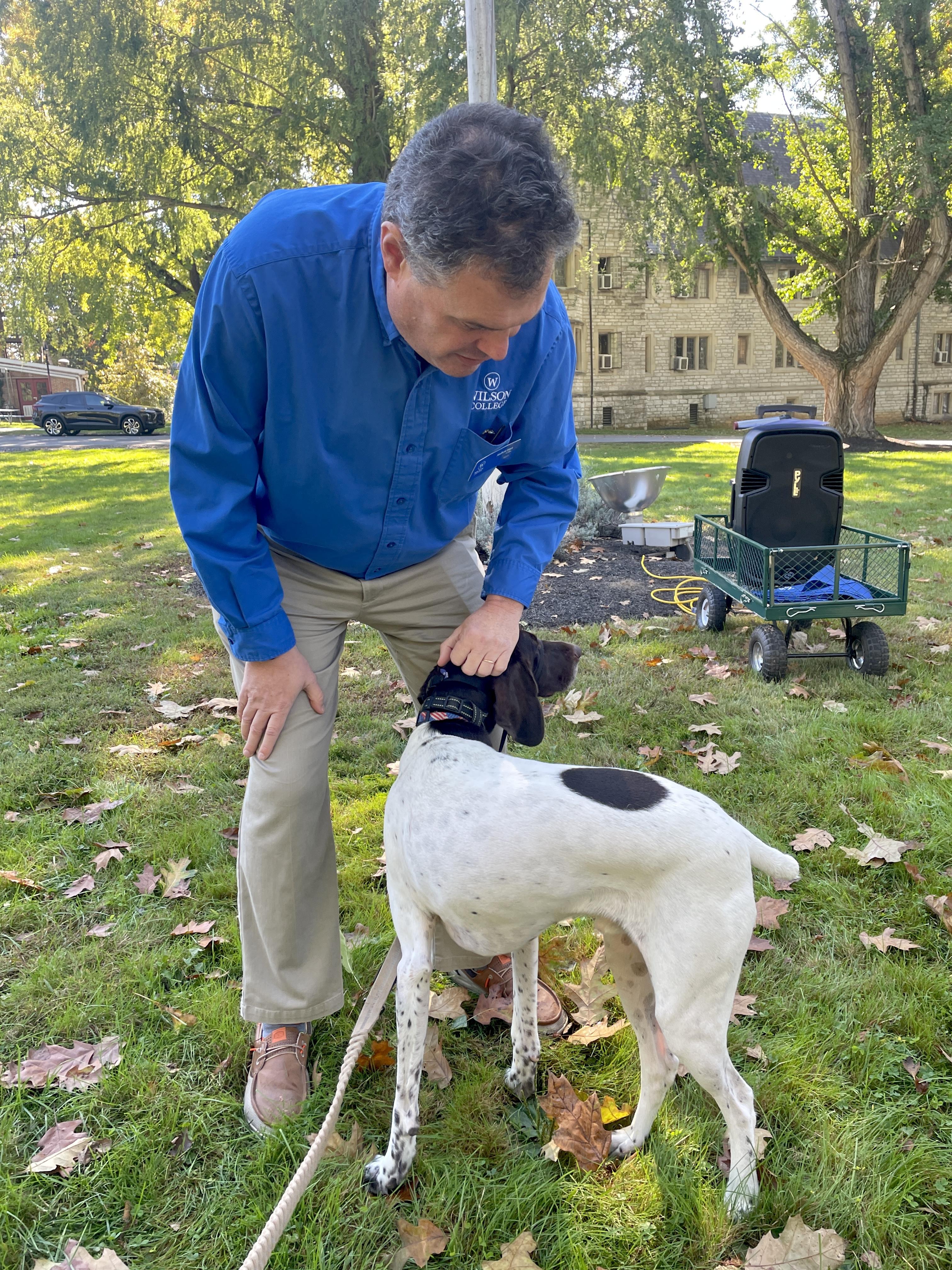 Dog receiving blessing