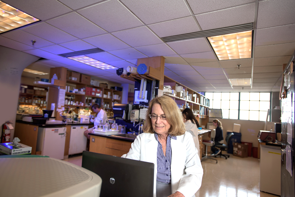 Xandra O. Breakefield ’64 in her lab at Massachusetts General